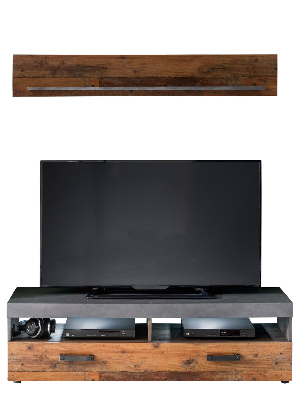 Indy – TV Storage Cabinet + Wall Shelf Set