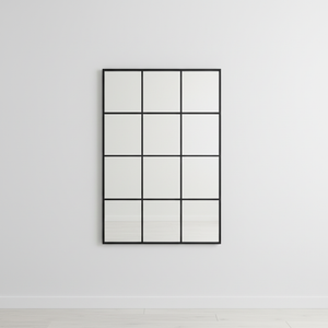 Grid-Style Black Metal Frame Mirror