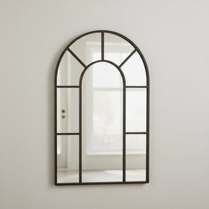 Arched Black Wall Mirror - Metal Frame