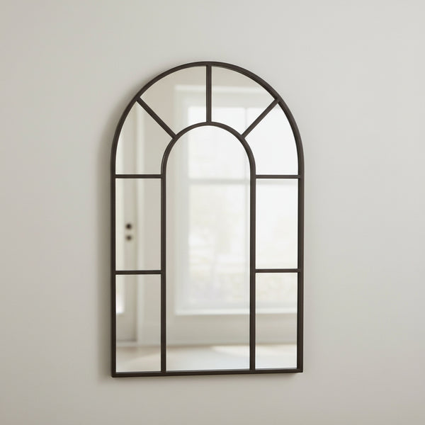 Arched Black Wall Mirror - Metal Frame