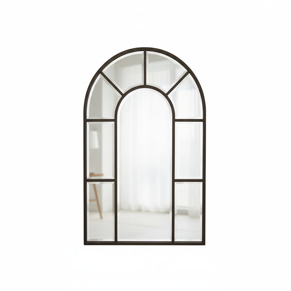Arched Black Wall Mirror - Metal Frame