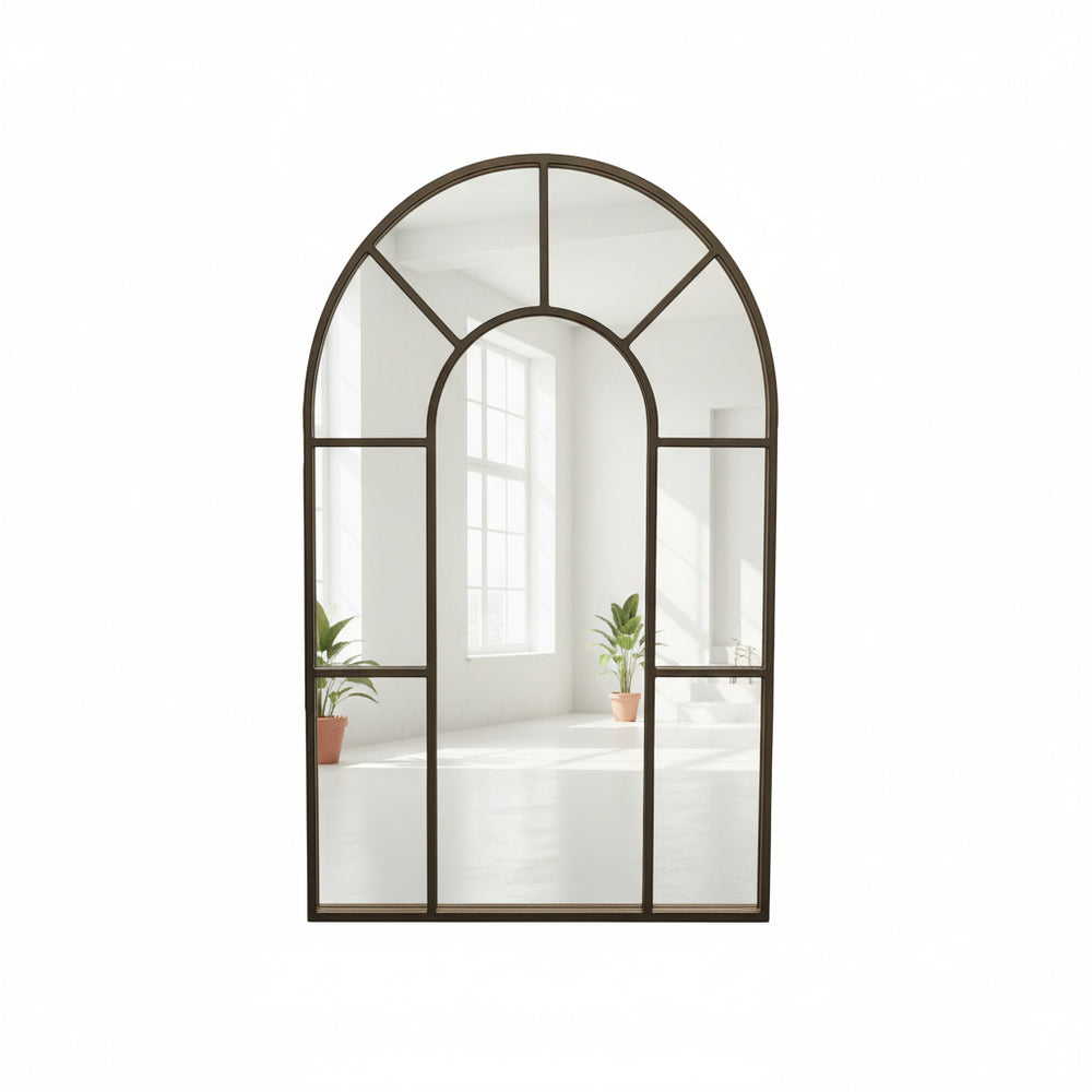 Arched Black Wall Mirror - Metal Frame