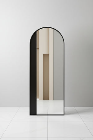 Tall Arched Full-Length Mirror Gold Metal Frame