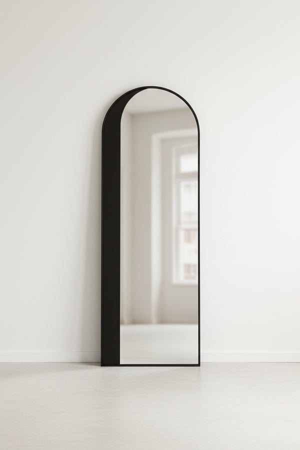 Tall Arched Full-Length Mirror Gold Metal Frame