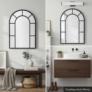 Arched Wall Mirror - Black Metal Frame