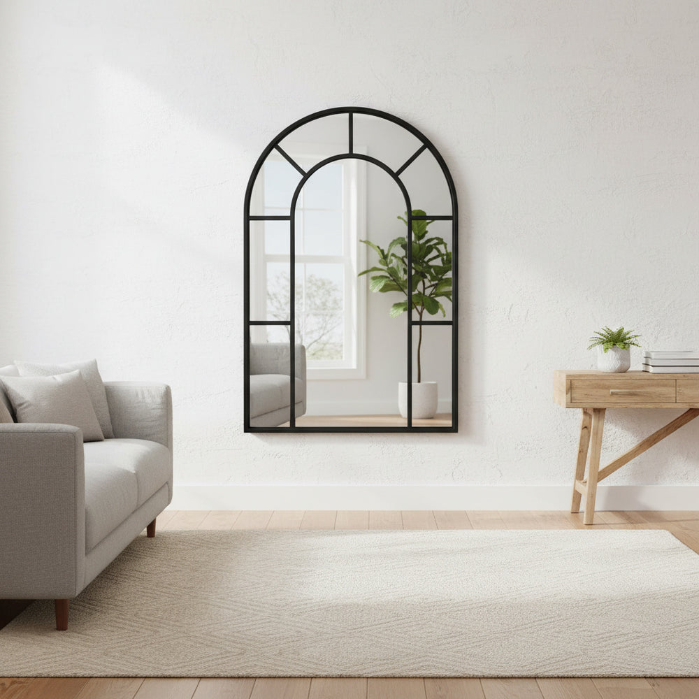 Arched Wall Mirror - Black Metal Frame - Karrari