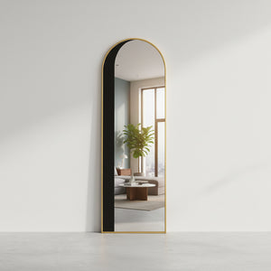 Tall Arched Full-Length Black Metal Frame Mirror