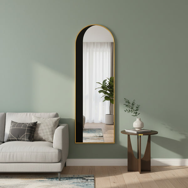 Tall Arched Full-Length Black Metal Frame Mirror