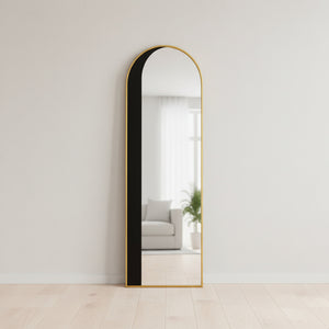 Tall Arched Full-Length Black Metal Frame Mirror