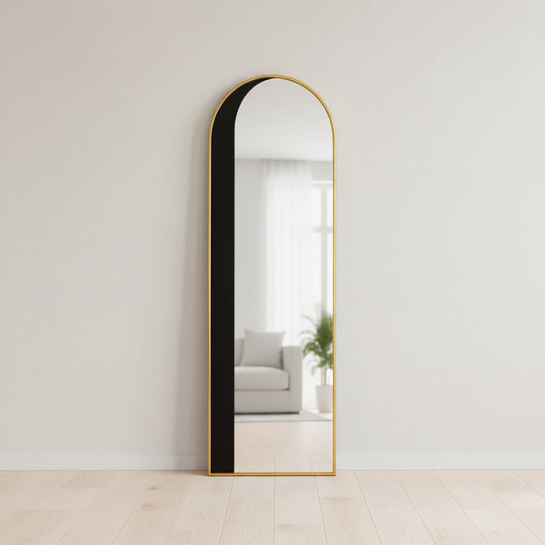 Tall Arched Full-Length Black Metal Frame Mirror