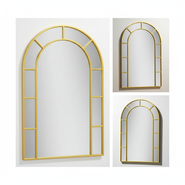 Arched Gold Metal Mirror