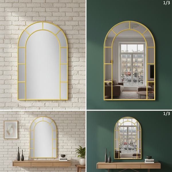 Arched Gold Metal Mirror