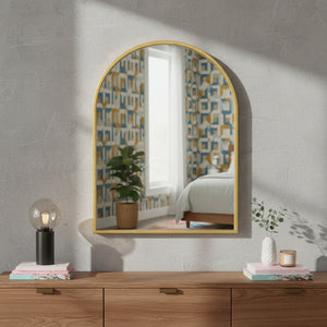 Arched Mirror - Gold Metal Frame