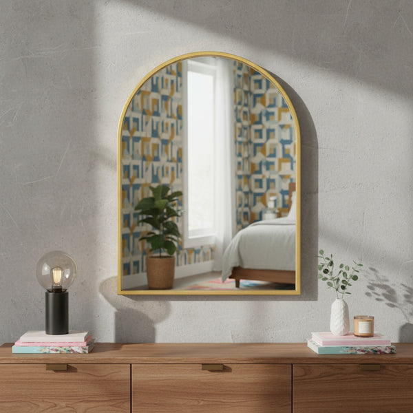 Arched Mirror - Gold Metal Frame