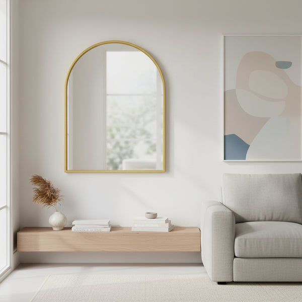Arched Mirror - Gold Metal Frame