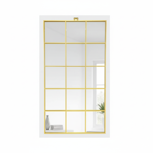 Gold Grid Mirror - Metal Frame