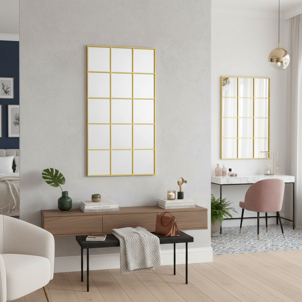 Gold Grid Mirror - Metal Frame