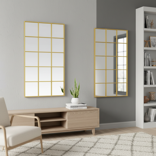 Gold Grid Mirror - Metal Frame