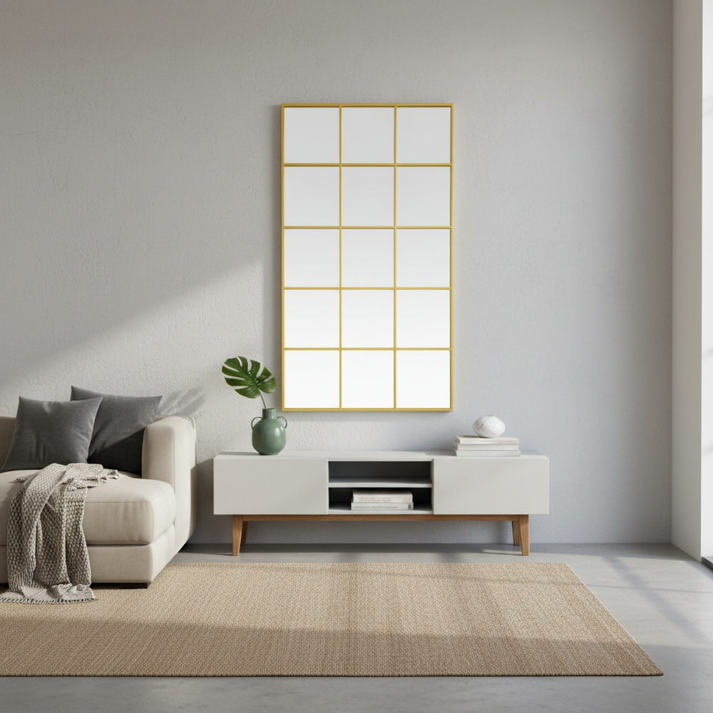 Gold Grid Mirror - Metal Frame - Karrari