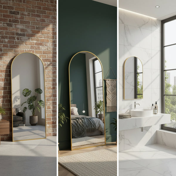 Arched Gold Metal Frame Mirror