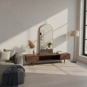Arched Gold Metal Frame Mirror