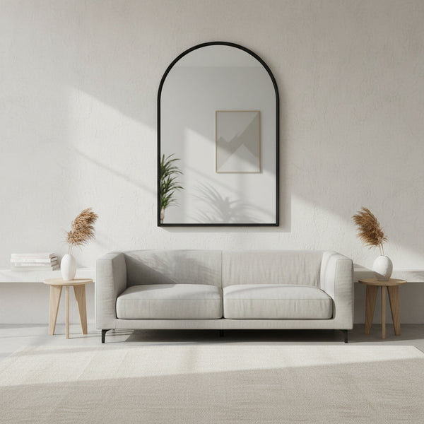 Arched Mirror Black Metal Frame