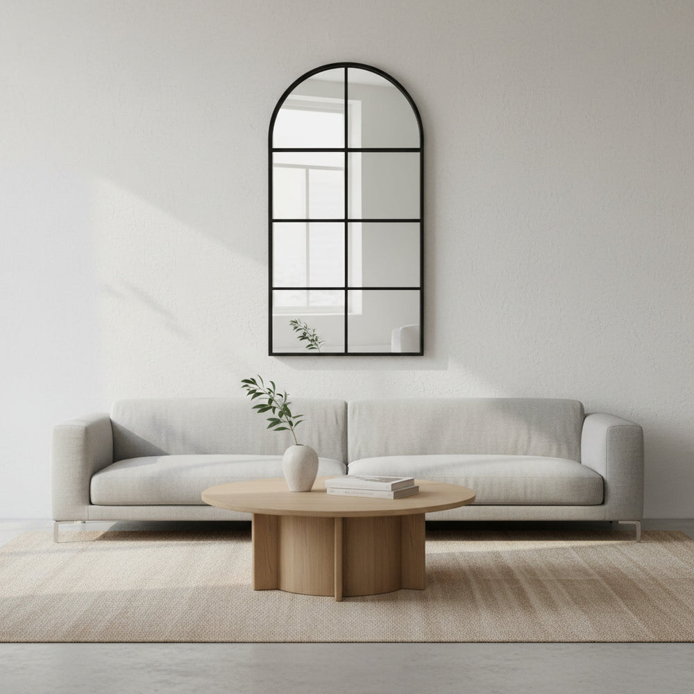 Arched Grid Mirror - Black Metal Frame - Karrari