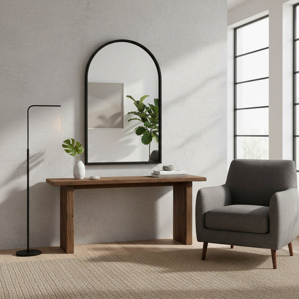Arched Mirror Black Metal Frame