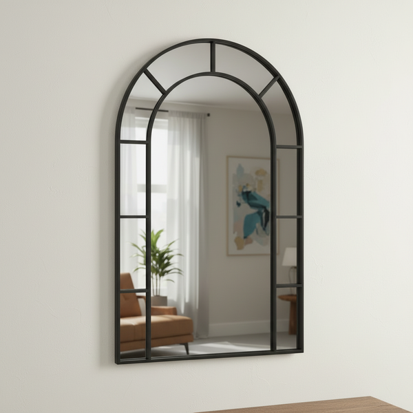 Arched Mirror - Black Metal Frame