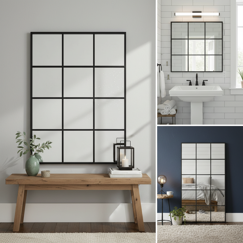 Grid Mirror – Black Metal Frame - Karrari