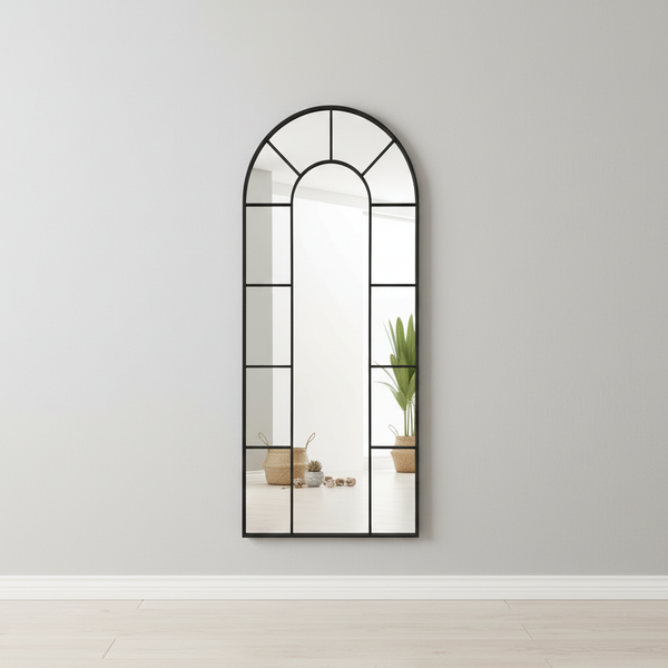 Tall Arched Mirror – Black Metal Frame