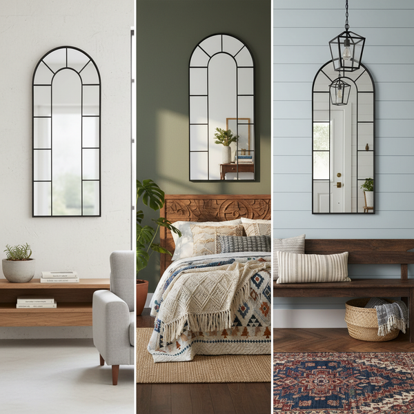 Tall Arched Mirror – Black Metal Frame