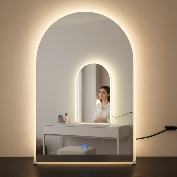 Arched LED Mirror with Touch Sensor