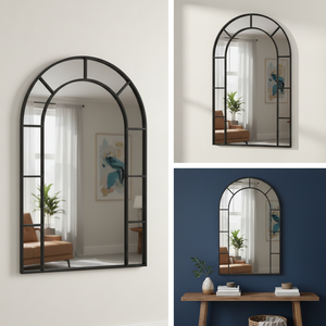 Arched Mirror - Black Metal Frame