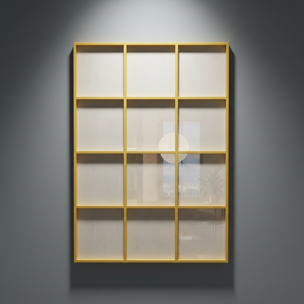 Gold Metal Frame Grid Mirror