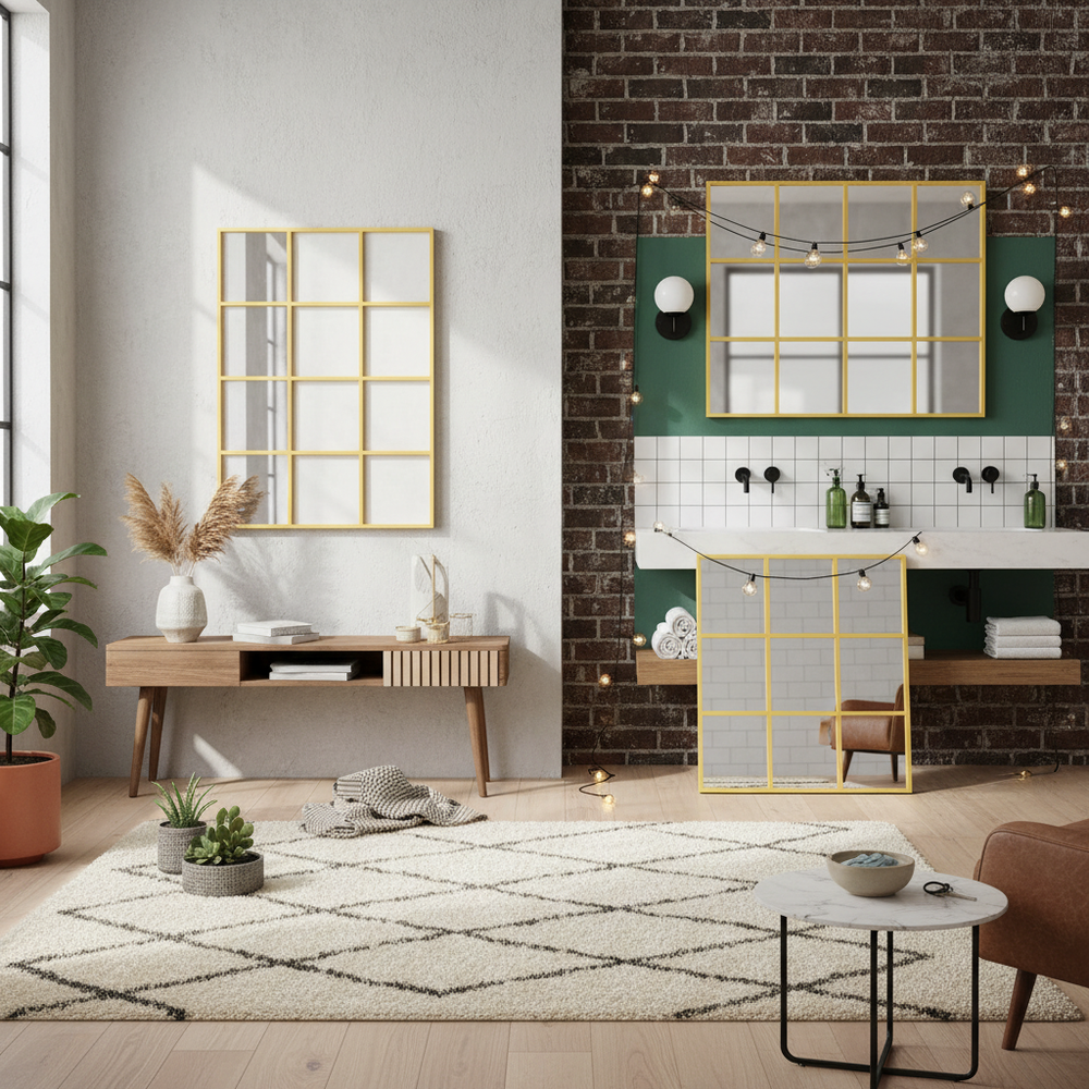 Gold Metal Frame Grid Mirror - Karrari