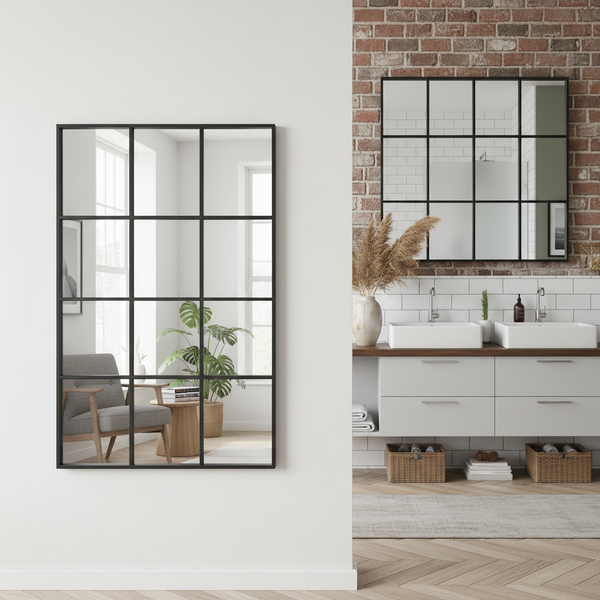 Grid Mirror – Black Metal Frame