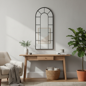 Tall Arched Mirror – Black Metal Frame