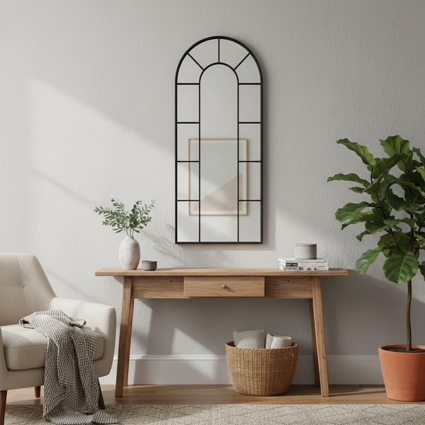 Tall Arched Mirror – Black Metal Frame