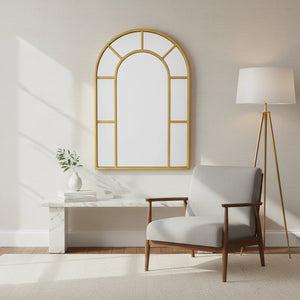 Window Wall Mirror -Gold Metal Frame