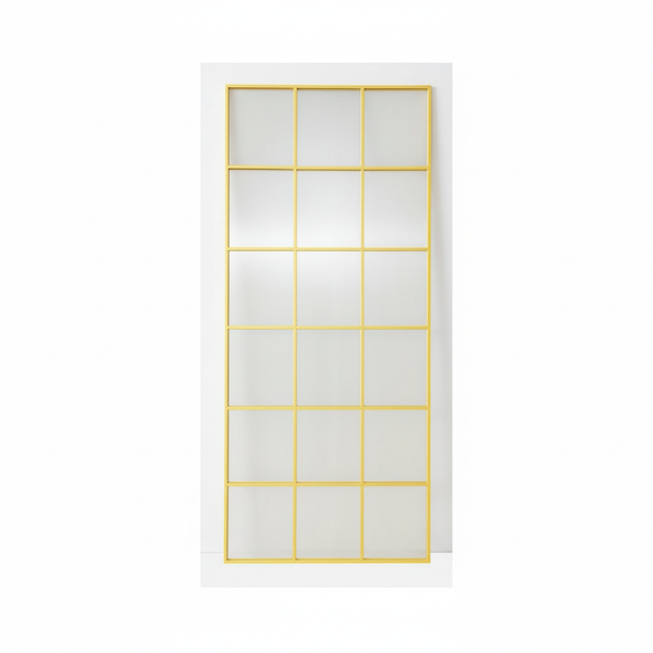 Gold Metal Grid Panel Mirror