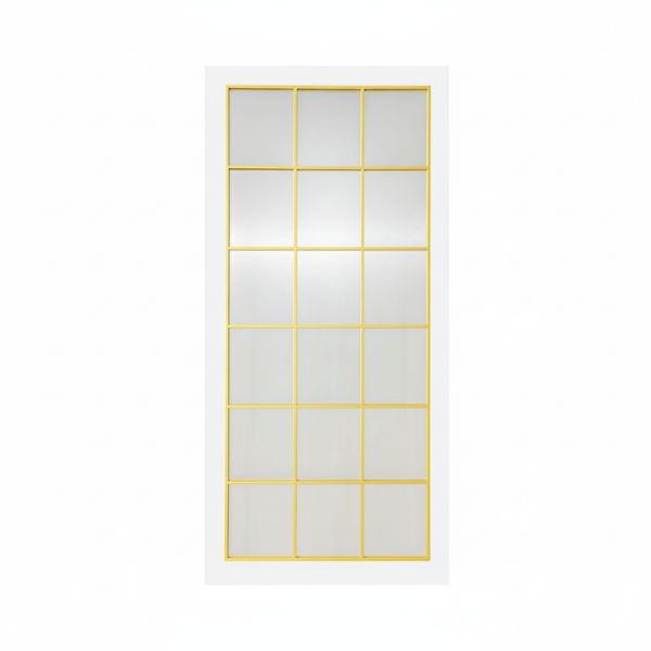 Gold Metal Grid Panel Mirror