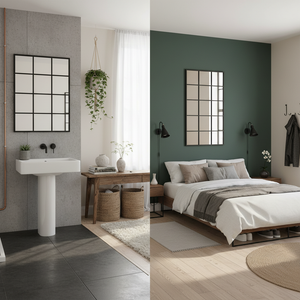 Tall Grid Mirror - Black Metal Frame