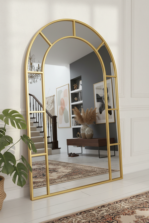 Arched Gold Metal Mirror