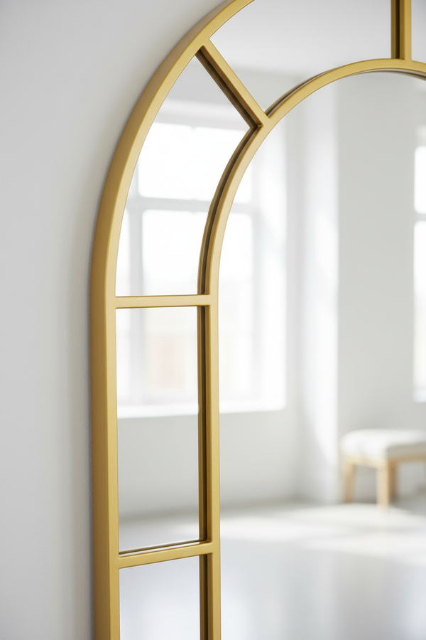 Arched Gold Metal Mirror