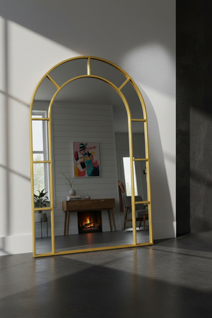 Arched Gold Metal Mirror
