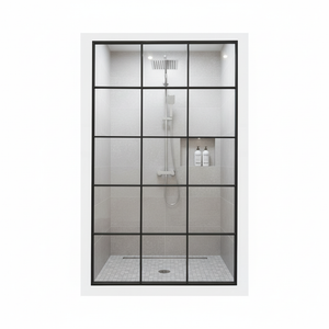 Large Black Metal Grid Mirror