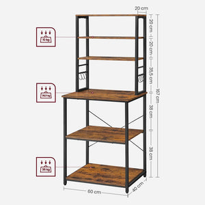 Kitchen Baker’s Rack with Shelves and Hooks