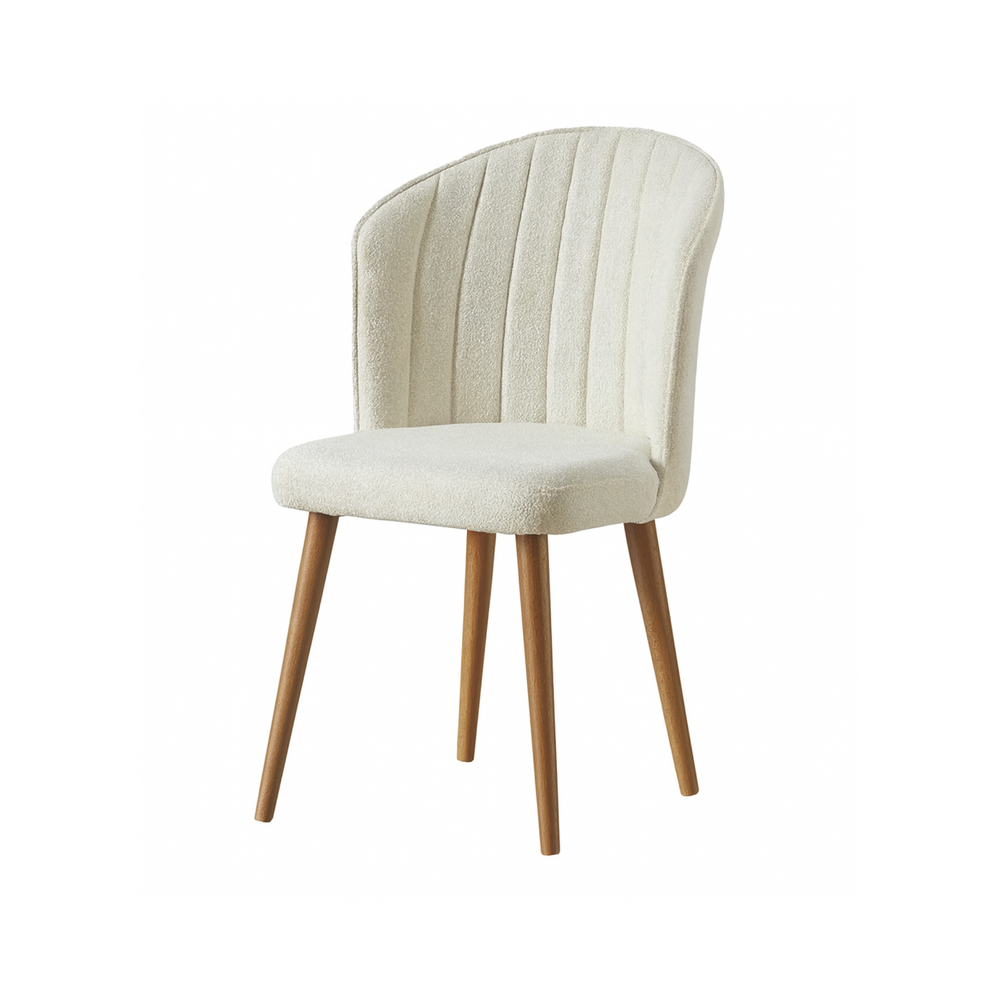 Velvet Cream Walnut Chair (set of 2) - Karrari