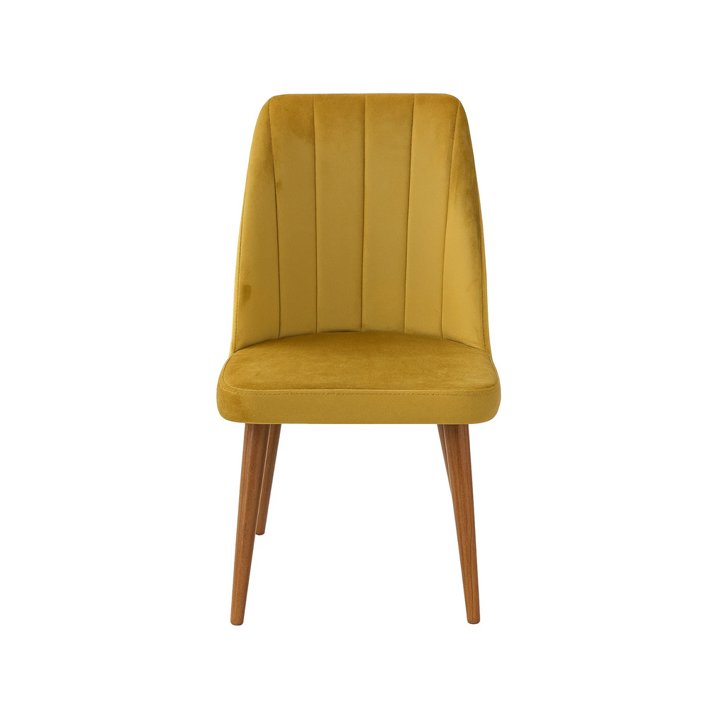 Sude Mustard Velvet Chair - Karrari